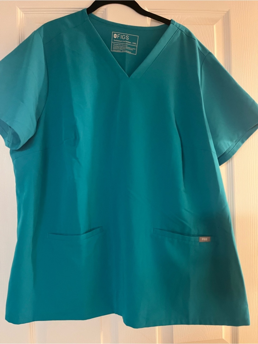 Figs Teal V-Neck Short Sleeve Scrub Top